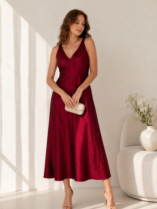 Eileen Fisher Dresses & Skirts - Eileen Fisher Ruby Textured Satin Slip Dress Sz M Occasion Feminine NWT